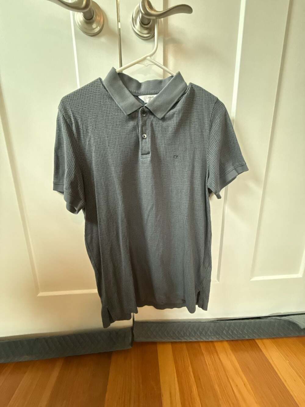 Calvin Klein Body Fit Waffle Jacquard Polo Shirt Gray M